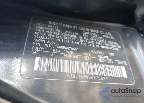 2021 Nissan Rogue Sport S Awd Xtronic Cvt from USA, damaged, VIN JN1BJ1AW8MW670691